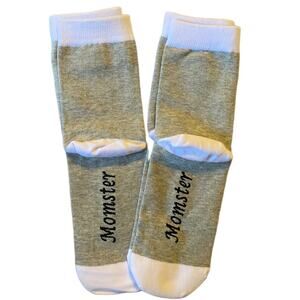 Momster 2 Pairs White Gray Crew Socks One Size